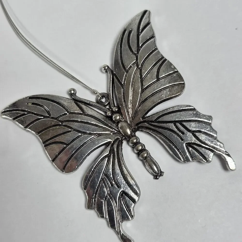 Rosleanny Silver Tone Butterfly Ornament Hanging Decor Window Charm